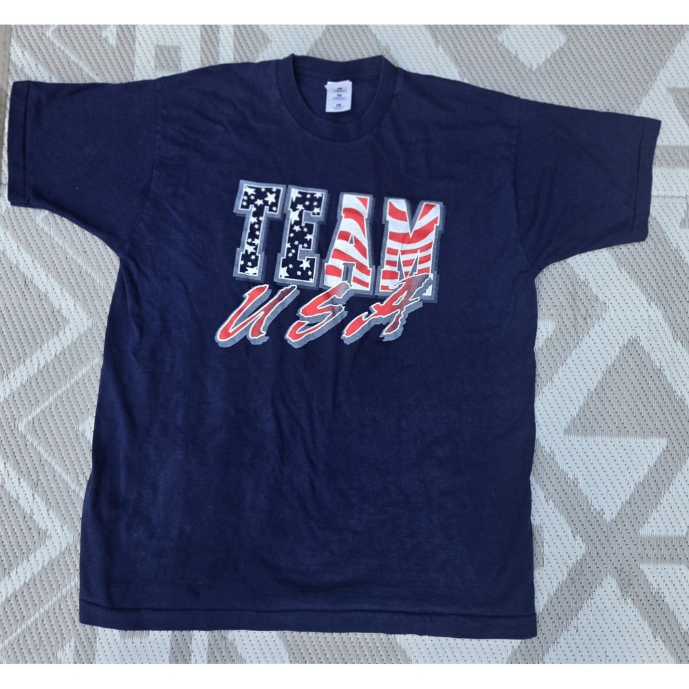 VTG Single Stitch Team USA T-Shirt XL 90s Navy EUC